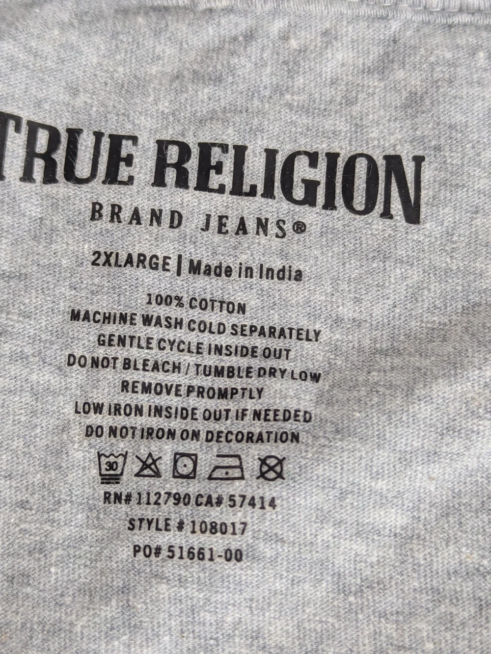 True Religion Gray Buddha Tshirt with Red, Yellow & Teal Accents Size 2XL